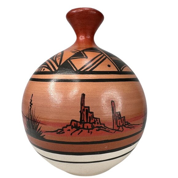 Curtis‎ Yanito Dine Nizhoni Navajo Pottery Valley Wind Authentic Signed Handmade - Picture 2 of 13